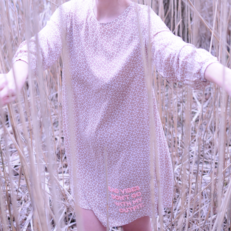 Summer dress %23StyleBabe BEIGE leo print viscose %23StatementFashion "The Message Dress"