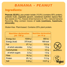 KETO VEGAN GLUTENFRI BAR "BANAN + PEANUT" 45g