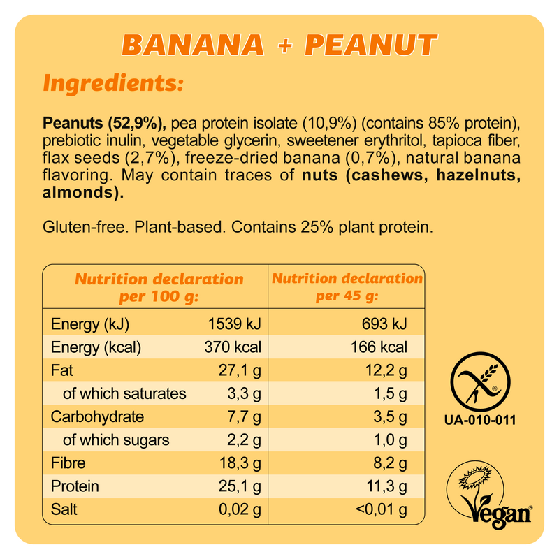 KETO VEGAN GLUTENFRI BAR "BANAN + PEANUT" 45g