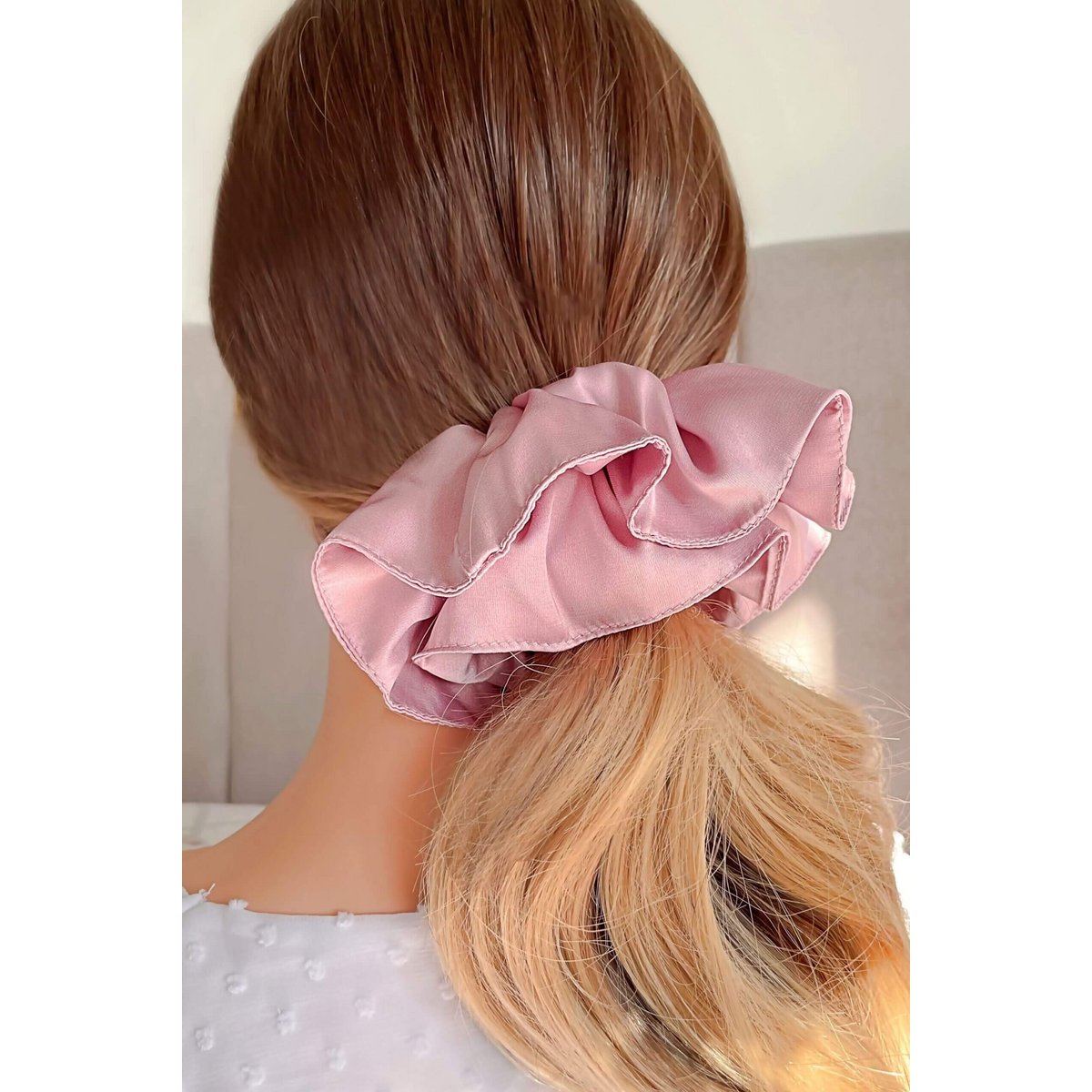 "Babekleuren" | Handgemaakte zijden scrunchies-set