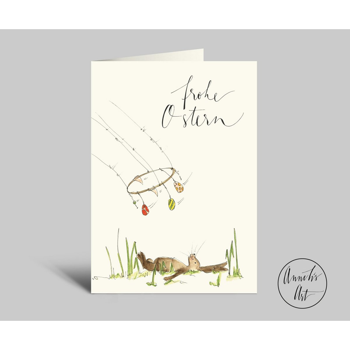 Easter Card | Happy Easter Folded Card | Easter bunny and mobile