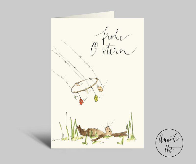 Easter Card | Happy Easter Folded Card | Easter bunny and mobile