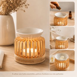 Aero Perfume Burner - Scent Burner - Metal Ceramic and Wood Wedding - Easy Aromatherapy - Scented Atmosphere - Refined Craft Object - Modern Scented Interior