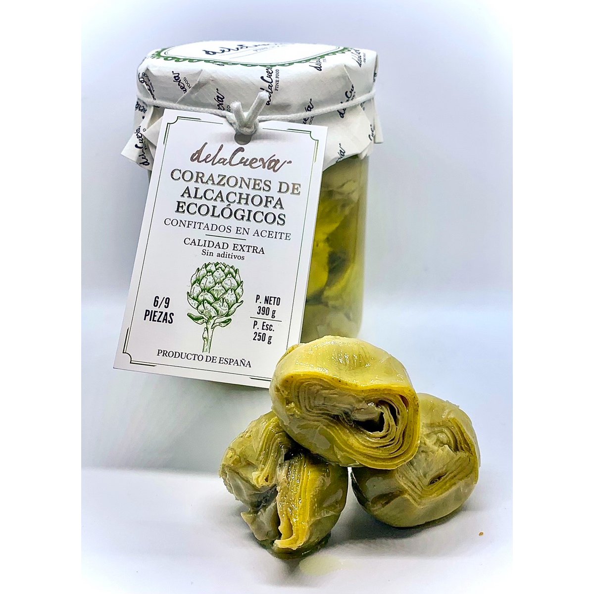 ORGANIC ARTICHOKE HEARTS. CONFIT IN OIL.