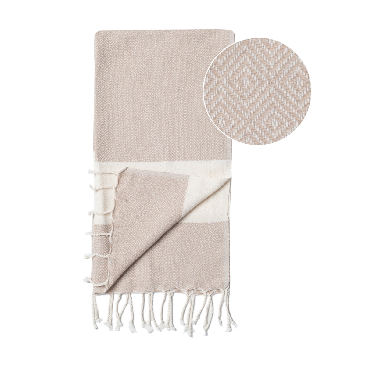 Telo mare Hammam in cotone DIAMANT – Leggero e ad asciugatura rapida – Beige - 180x100 cm