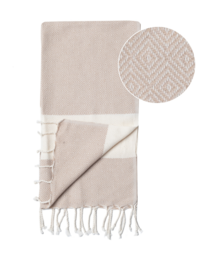 Telo mare Hammam in cotone DIAMANT – Leggero e ad asciugatura rapida – Beige - 180x100 cm