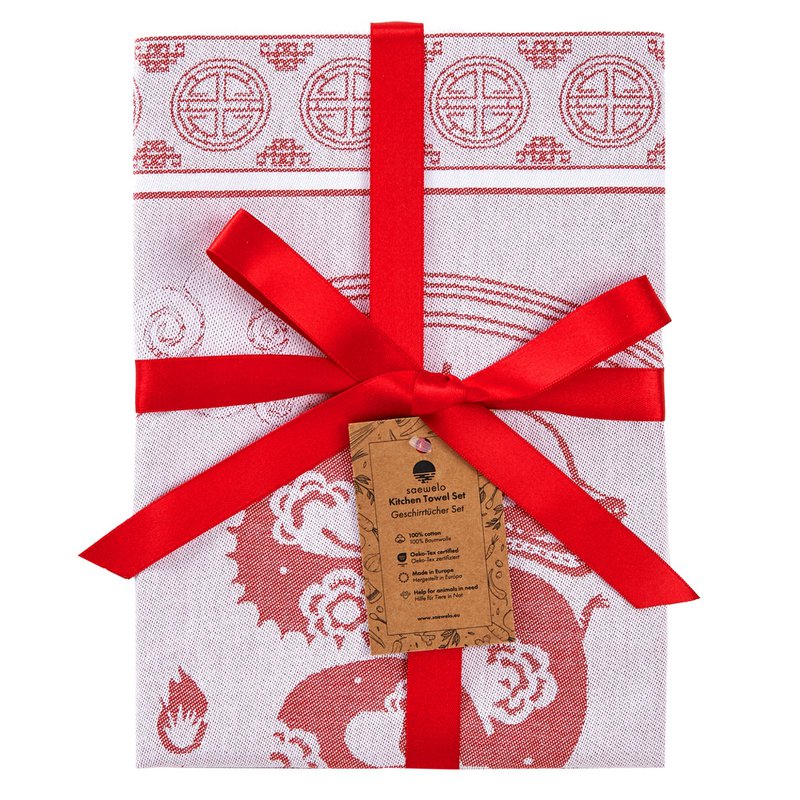 Küchenhandtuch Dragon Red Baumwolle (2 Stück)