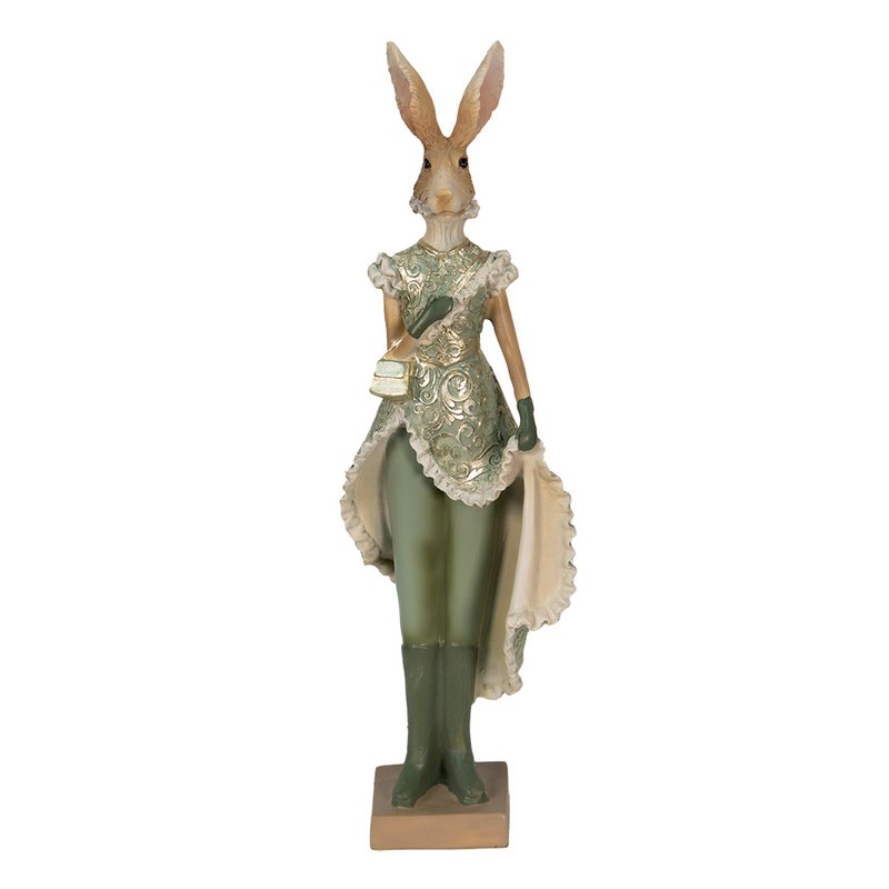 Beeld Konijn 11x8x33 cm Groen Polyresin Woonaccessoires