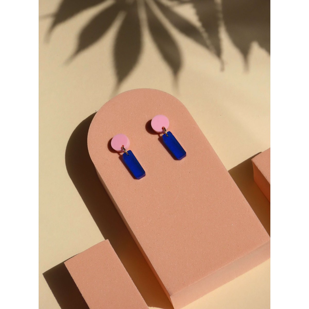 Mini Sticks Statement Oorbellen - roze inktblauw