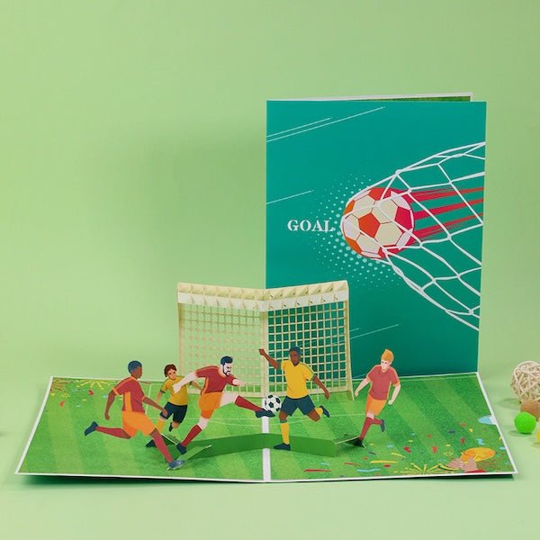 Football Goal 3D Pop-Up Card for Dad, Him & Soccer Fans