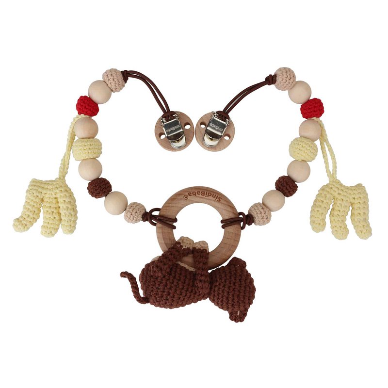 Crocheted stroller chain monkey CHARLIE (3in1)