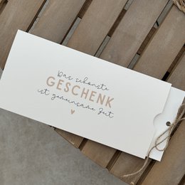 Vouchers met beschrijfbare binnenkant | Voucher voor tijd samen, individuele, bijzondere, natuurlijke kleuren met koord in DIN lang formaat