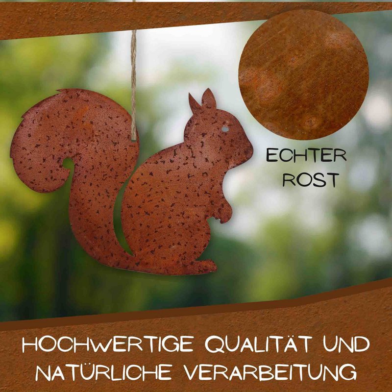 Metalen decoratie roesteekhoorn Kecki - trendy herfstdecoratie