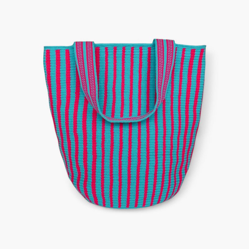 Striped round tote L | French blue