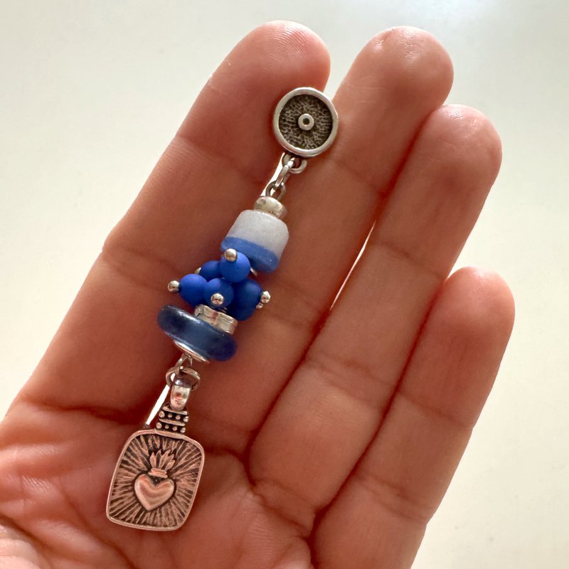 Orecchini con perline rosse del Sacro Cuore - Stile messicano Milagro