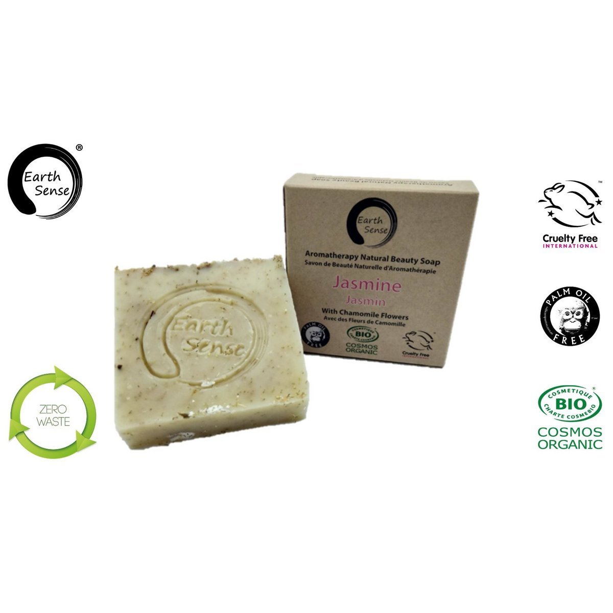 Organic Certified Solid Soap - Jasmine with Chamomile Flowers 90g