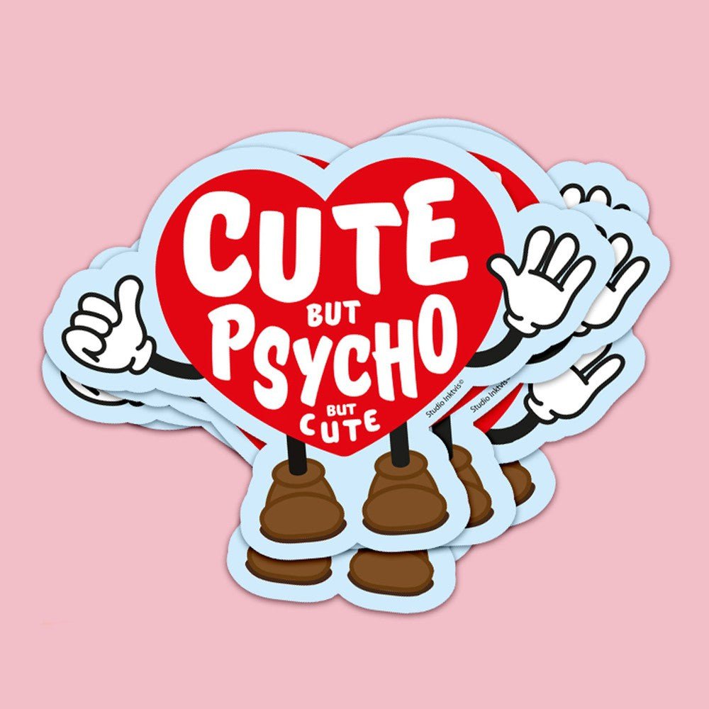 Klistermærke Sød men psyko men sød Hart