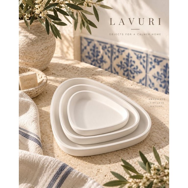 LAVURI 3 Modena SML Set – Handgemaakte keramische dienbladset Bundel schoonheidscombo