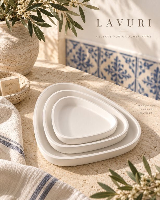LAVURI 3 Modena SML Set – Handgemaakte keramische dienbladset Bundel schoonheidscombo