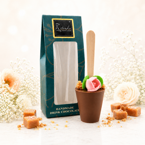 Melkdrinkchocolade stick - karamel, bloem - Moederdag