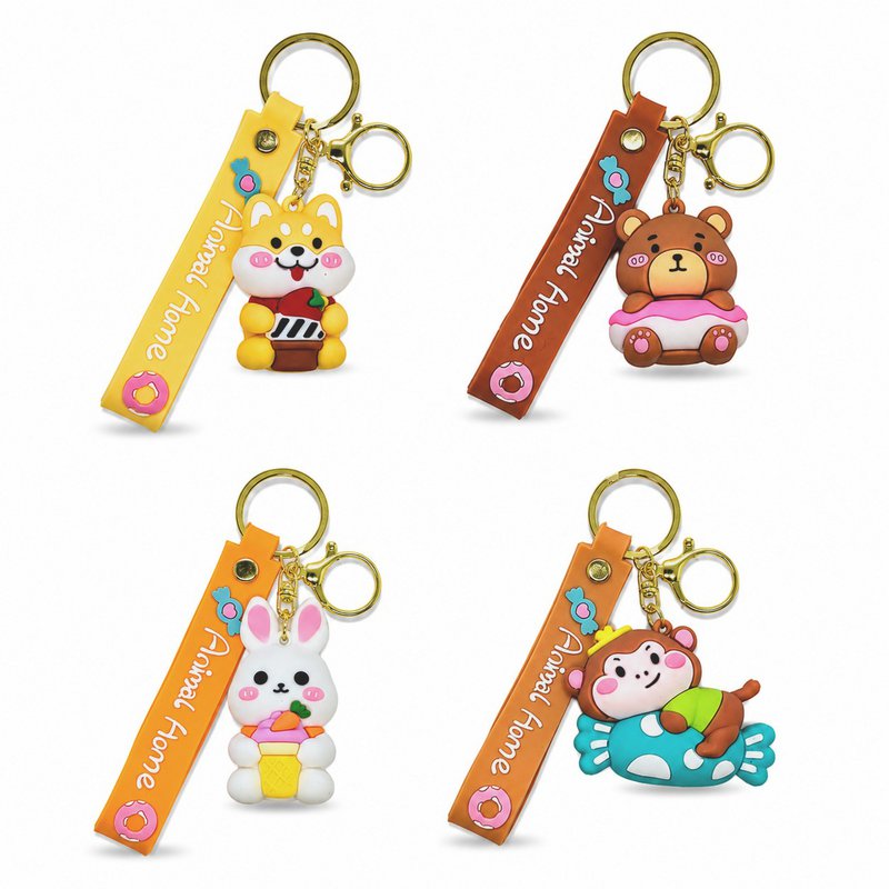 Dierlijke sleutelhangers - Kawaii karakterontwerp 4-delige set