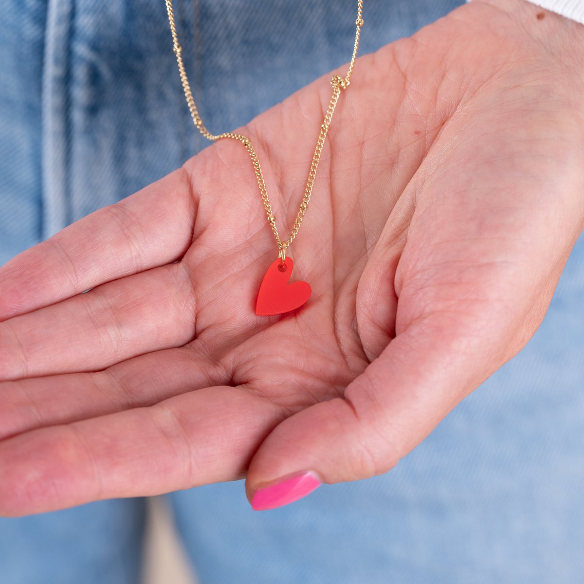 Colgantes Ketting Lume | Corazón Rojo Oro