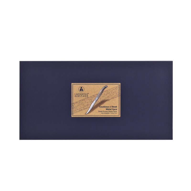 Laguiole Héritage Box of 4 metal table knives