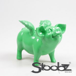 Piggy bank with wings Lime Groen 14x25x15 cm