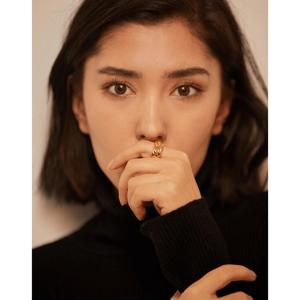 Maëlys - Wide Twisted Rope Gold Ring
