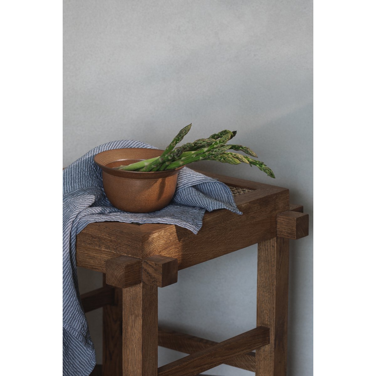 Theedoek (theedoek) / Denim strepen, 100% linnen