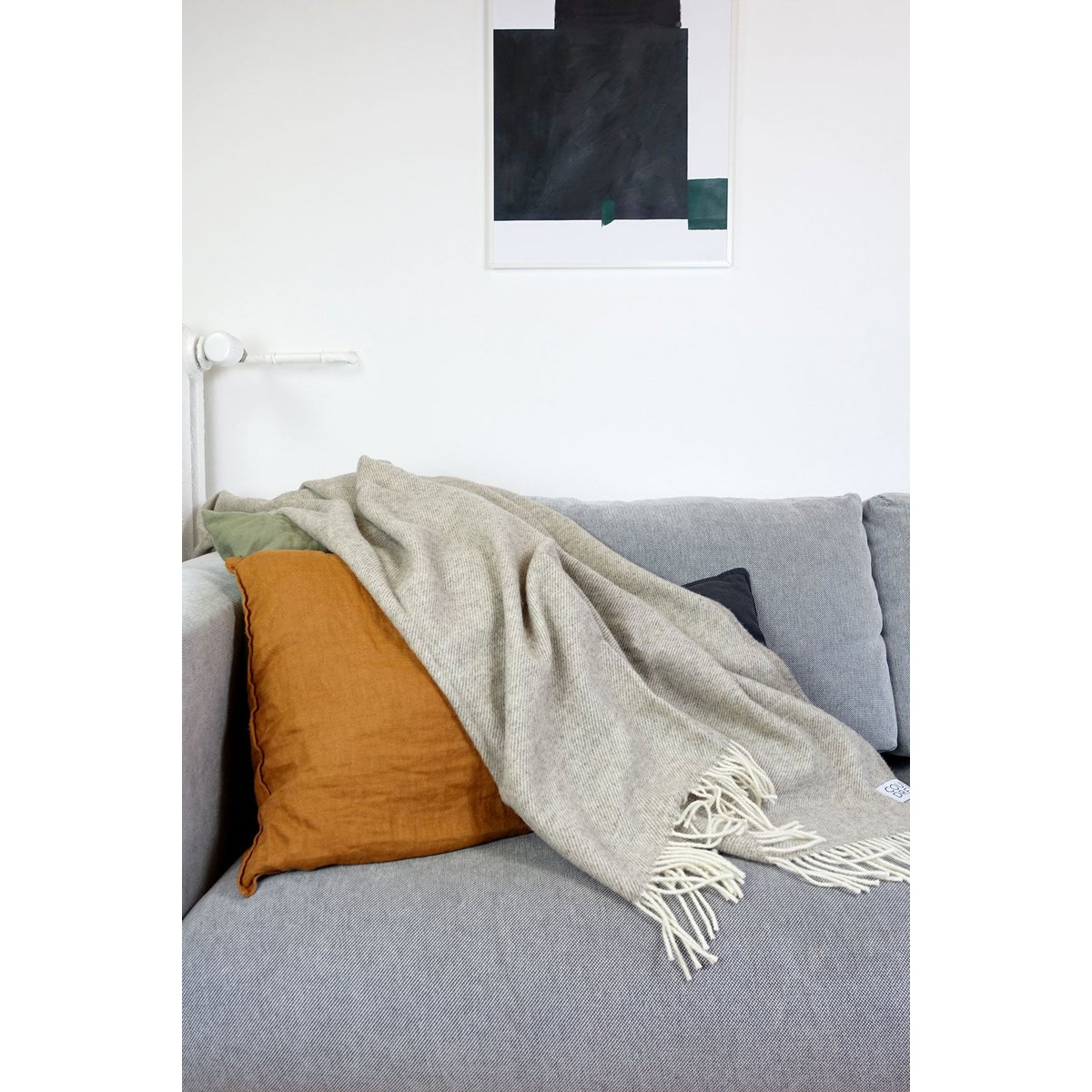 Wool blanket / cuddly blanket plain limestone