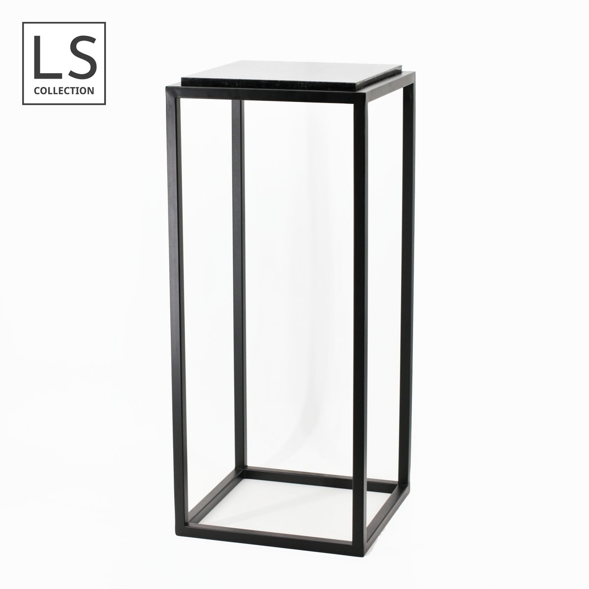 LS Collection® - Pflanzentisch - Poky - Säule - Pflanzensäule - Schwarz - Säule - Pflanzenhilfe - mit Store - 80x35x35 cm - Sockel - schwer - stabil - Pflanzenständer im Inneren