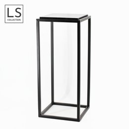 LS Collection® - Plantebord - Poky - Søjle - Plante -søjle - Sort - Søjle - Plantehjælp - med butiksten - 80x35x35cm - Piedestal - Tung - Robust - Plantestativ indeni