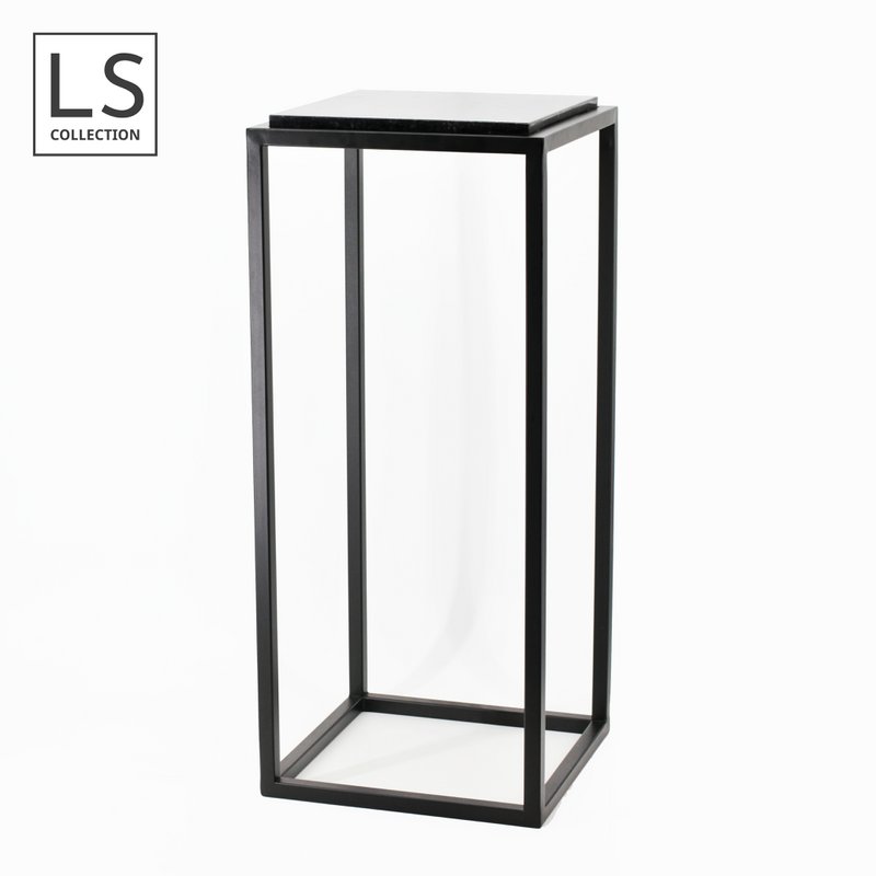 LS Collection® - Plant table - Poky - column - Plant column - Black - Pillar - Plant aid - With Store Stone - 80x35x35cm - Pedestal - Heavy - Sturdy - Plant Stand Inside