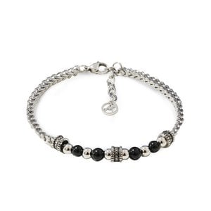 Men's Wheat Chain Bracelet with Balls and Stone Beads