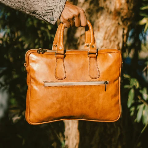 Handcrafted Leather Tech Satchel & Document Case