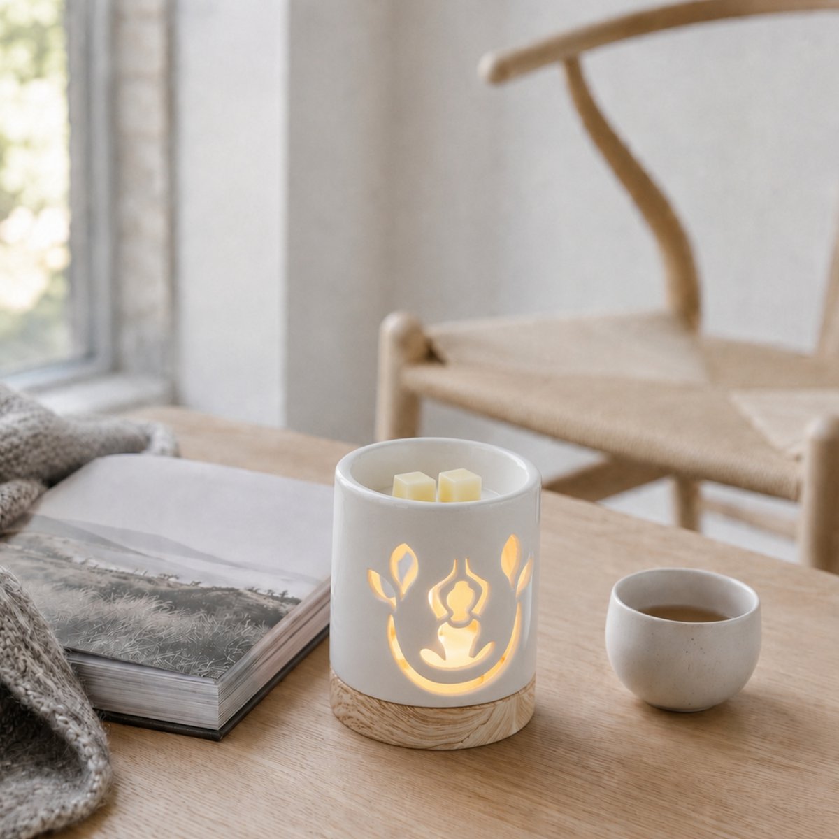 Bruciatore di Profumo Serie Céramy – Yogi – Portacandela in Ceramica Laccata – Diffusione di Cere Profumate, Oli Essenziali – Idea Regalo Decorativa