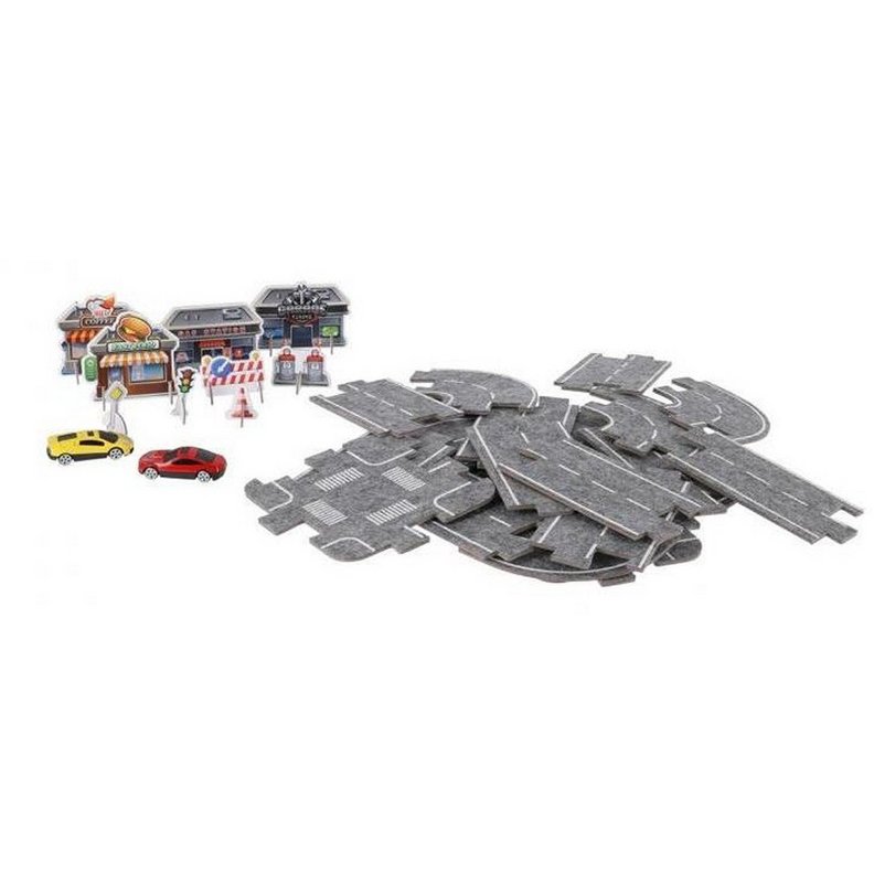 Puzzle -Rennstrecke + 2 Autos 30x22x5,5 cm