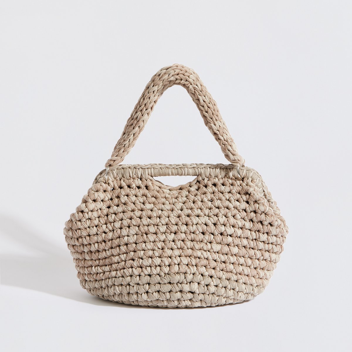 “Sassolino” handcrafted shoulder bag with waterproof pouch beige + crème