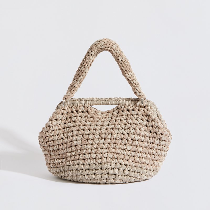 "Sassolino" håndlavet skuldertaske med vandtæt pose beige + crème