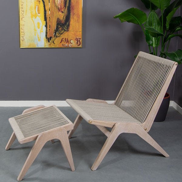 X∏-Chaise lounge, roble blanco/beige