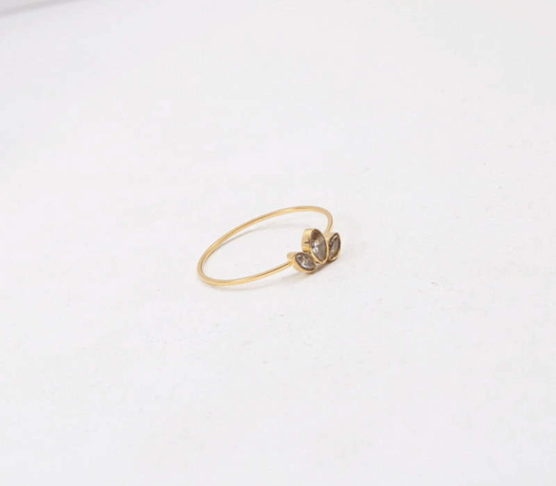 Lola - Dainty Crystal Gold Band