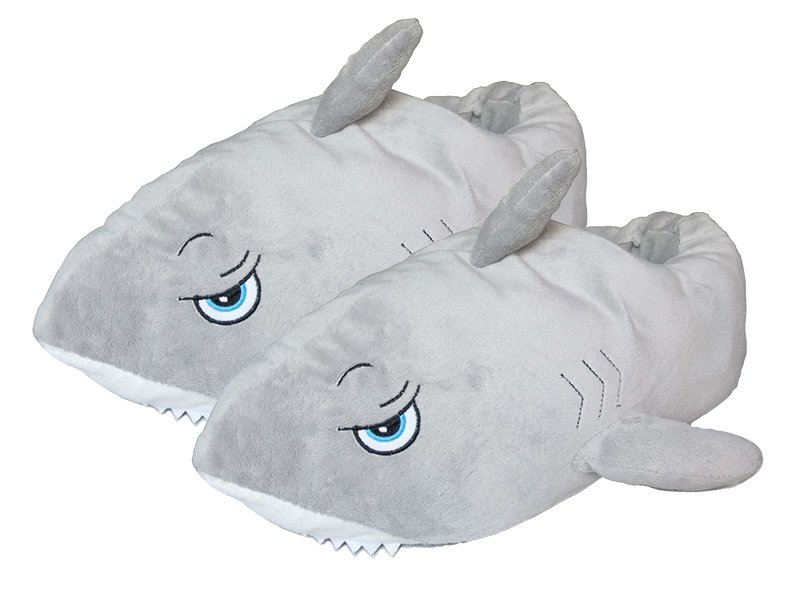 Slippers 'Shark' de la peluche, Gr.L