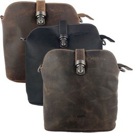 Cognac Buffalo Leder Crossbody -Tasche für Frauen - Umhängetasche mit Büchertaschenverschluss und Vintage -Look, perfekt für einen stilvollen und zeitlosen Look.