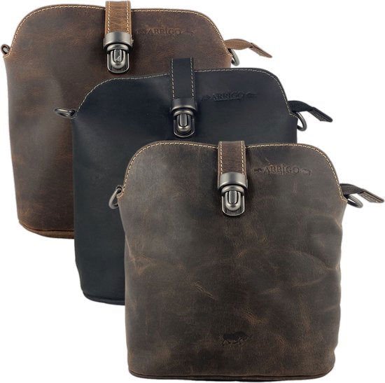 Cognac Buffalo Leder Crossbody -Tasche für Frauen - Umhängetasche mit Büchertaschenverschluss und Vintage -Look, perfekt für einen stilvollen und zeitlosen Look.