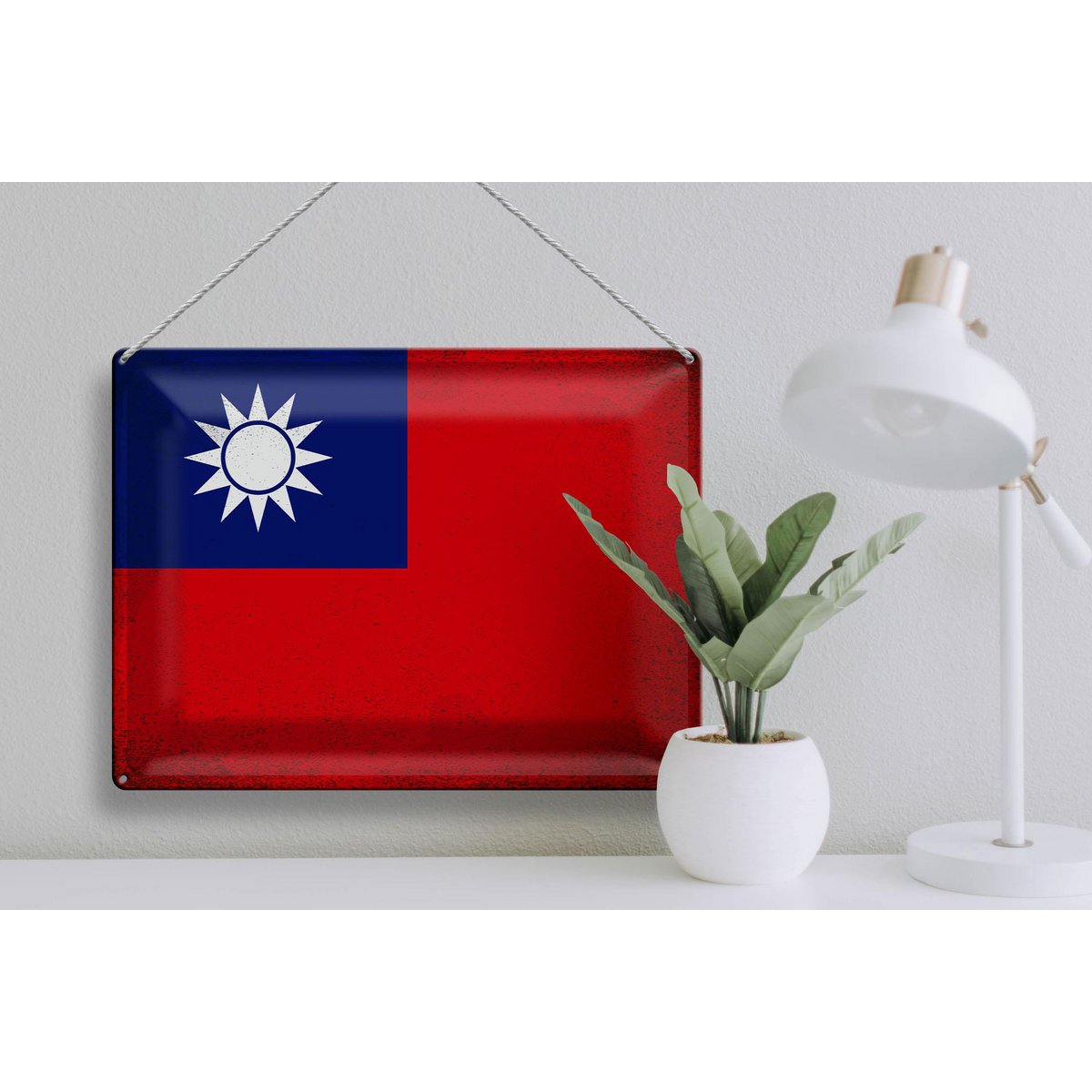 Tin Sign Flag China 40x30cm Flag of Taiwan Vintage