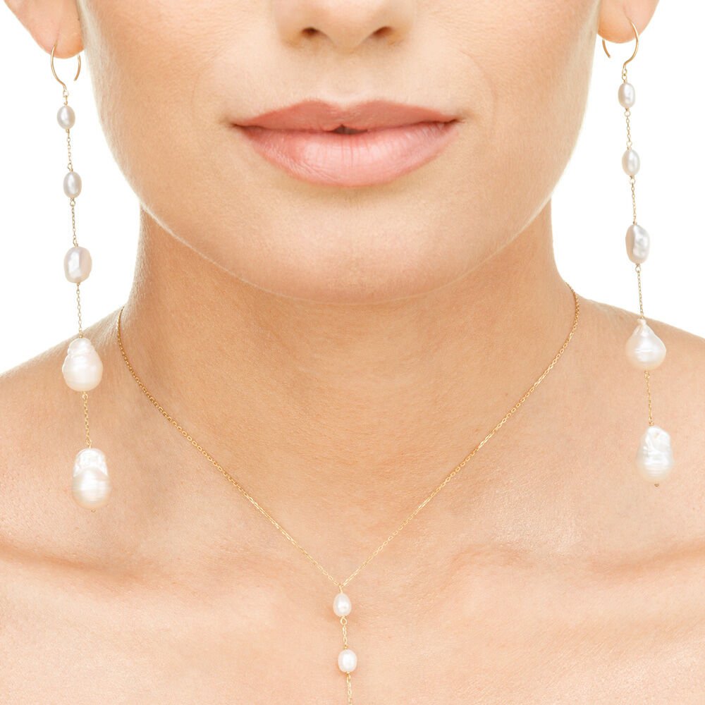 Pendientes Perlas Barrocas, oro amarillo de 14 quilates