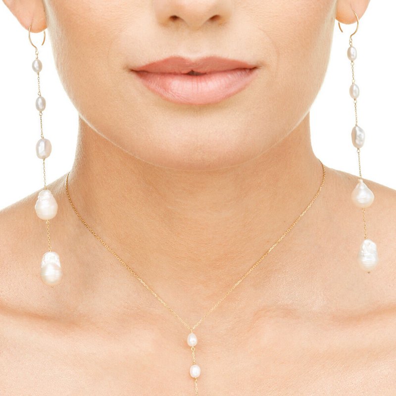 Pendientes Perlas Barrocas, oro amarillo de 14 quilates