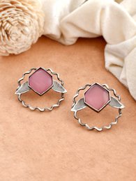 Aretes | Acabado oxidado contemporáneo chapado | Plata