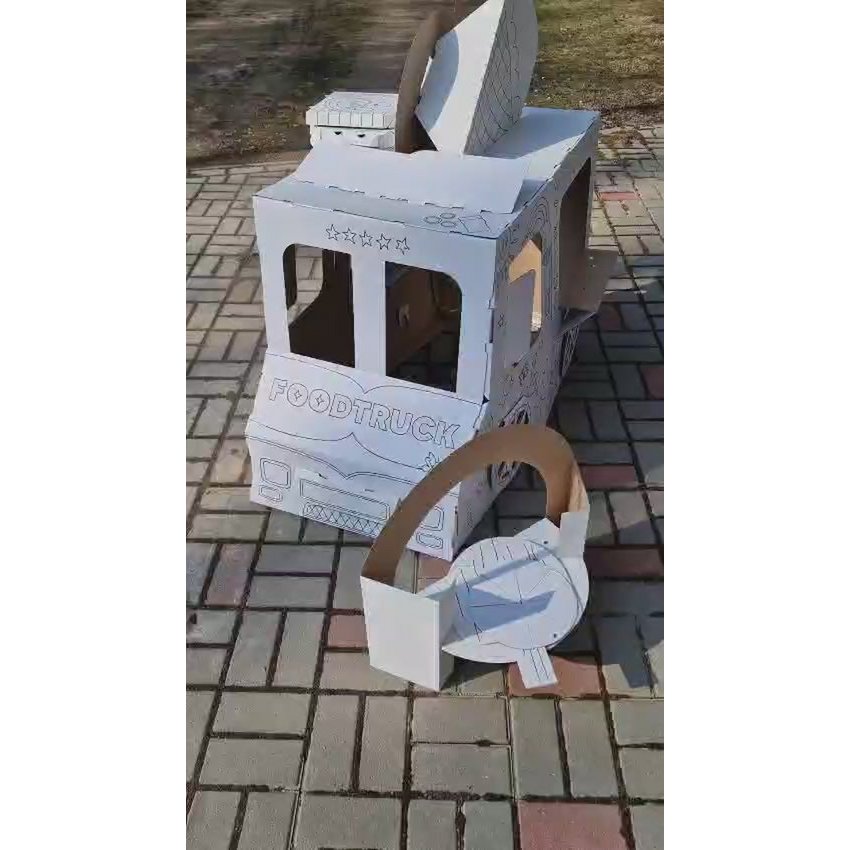 Speelhuis Food Truck Kartonnen speelhuis voor kinderen – DIY Bouwen & Kleuren 3+